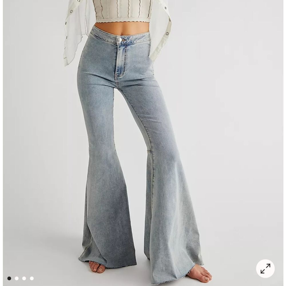 Free People We the Free Float on Flare Jeans Bell Boot Wide Leg Denim Women 28